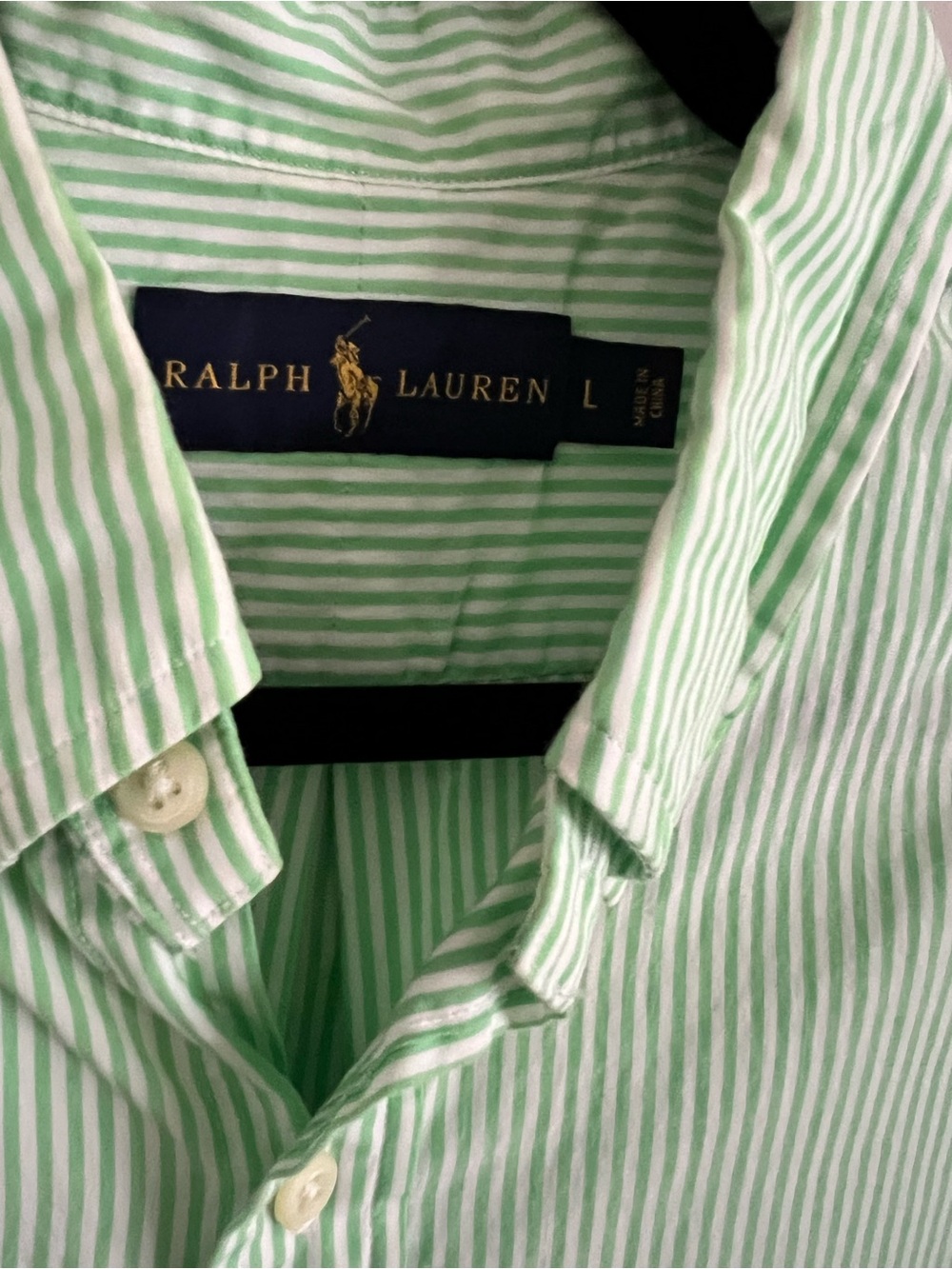 Ralph Lauren Striped Button Down Shirt Sz Large - Picture 9 of 9